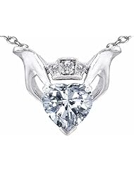 Celtic Love by Kelly 8mm Heart Claddagh Pendant With Genuine White Topaz in .925 Sterling Silver