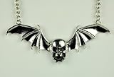 Bat Wing Skull Necklace Black Death Metal Goth Vamp