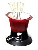  : Le Creuset Red Fondue 1 1/2 Qt. with 6 Forks