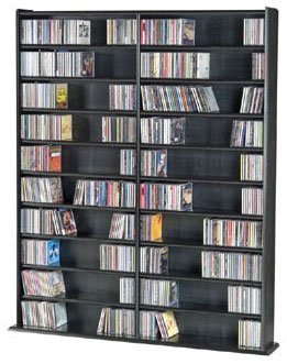 Hardwood Media Storage Unit Ebony 64 5/8H x 52W x 8D
