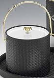 Kraftware 43166 Wicker Black 3 Quart Ice Bucket with Bale Handle and Lucite Cover