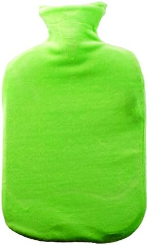 FASHY Classic German-Engineered Hot Water Bottles (VELOUR COVER and BOTTLE in GREEN)