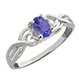 0.45 Ct Oval Blue Tanzanite Sterling Silver Ring