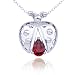 Sterling Silver Garnet Ladybug Pendant, 18"