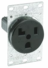 30 Amp, 125 Volt, Flush Mounting Receptacle, Industrial Grade, Straight Blade, Grounding, Black, 5371