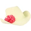 Girls Kids 9+ Youth Summer Sun Wire Brim Cowboy Flower Fedora Hat 55cm Ivory