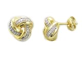 10k Yellow Gold Plated Sterling Silver Diamond Knot Earrings (1/4 cttw)
