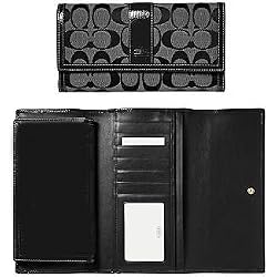 Coach Hamptons Checkbook Wallet 41878 Black White