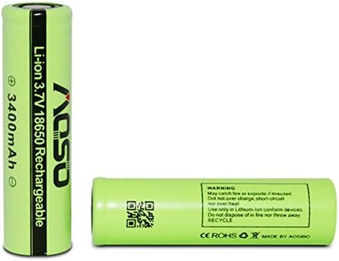2 X Aosibo(AOSO) 18650 ICR 3.7V 3400mAh Protected Rechargeable Li-ion Batteries