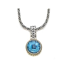 7.85 cttw Silver and 18kt Yellow Gold Genuine Blue Topaz Necklace by Effy... by