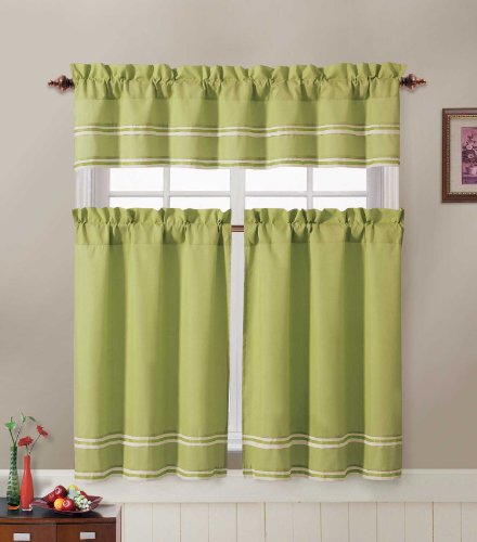 Hot Hot Hot Sale 3 Piece Solid Color Kitchen Window Treatment Set