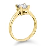 1 1/2 ct, F Color, SI2 Clarity, Certified, Princess Cut, Diamond Engagement Ring in 18K Gold / Yellow