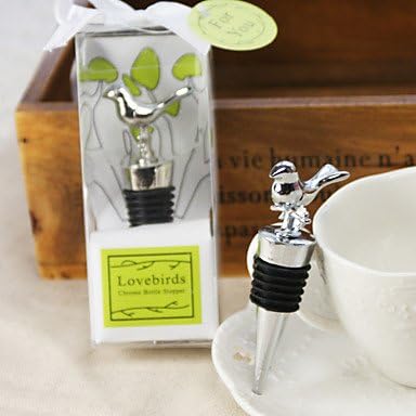 The Lovebirds Chrome Bottle Stopper Wedding Favor