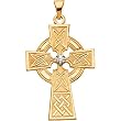 14K Yellow Gold Diamond Celtic Cross Pendant - 33.00x23.00mm