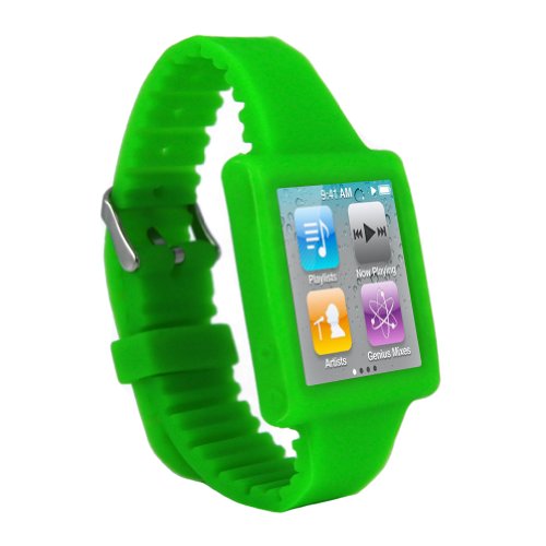 MiniSuit WatchBand Silicone Skin Case for Apple iPod Nano 6th Gen-Green V2 MiniSuit WatchBand Silicone Skin Case for Apple iPod Nano 6th Gen-Green V2