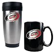 Carolina Hurricanes NHL Stainless Steel Travel Tumbler & Black Ceramic Mug Set - Primary Logo by Great American Products
