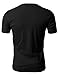 H2H Mens Basic Cotton V-Neck T-Shirts with Point Shoulder Button Leather Pocket Black US M/Asia L (JDSK16)