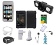 12 In 1 Accessory Bundle Combo for Apple Ipod Touch 2nd Generation and 3rd Generation 8GB 16GB 32GB: Black Rubberized Snap On Hard Case, Clear/White Silicone Skin Case Cover, USB 2in1 Data Sync Cable, USB Car Charger, USB Wall Charger, 3.5mm Stereo Headset, Armband, Belt Clip, Landyard, Portable Foldable Speaker Dock, LCD Screen Protector and Light Blue Fishbone Style Keychain
