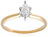 10k Yellow Gold Marquise Solitaire Diamond Engagement Ring (1/3 ct, J-K Color, I2-I3 Clarity), Size 7