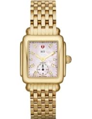 MICHELE Womens MWW06V000055 Deco 16 Analog Display Swiss Quartz Silver Watch