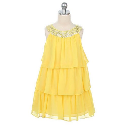 Sweet Kids Little Girls' Triple Tiered Chiffon Flirty Flower Girl Party Dress