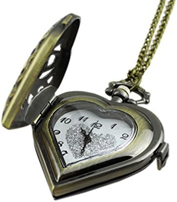 Hollow Heart-Shaped Pock Watch Necklace Pendant, WatchPW:3