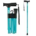 Vive Folding Cane - Foldable Walking Cane for Men, Women - Fold-up, Collapsible, Lightweight, Adjustable, Portable Hand Walking Stick - Balancing Mobility Aid - Sleek, Comfortable T Handles (Teal)