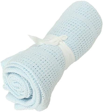 PcsPce-Cotton Baby Cellular Soft Sleeping Blanket Pram Cot Bed Mosses Basket Crib (Light blue)