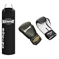 Profi Box-Set inkl. Canvas Boxsack 100 x 30cm gef�llt, Vierpunkt-Stahlkette und PU Boxhandschuhe "White Tiger"