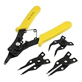 uxcell スナップリングプライヤー　ノーズプライヤー　45/ 180 / 90度先端　外部と内部曲がったサークリップペンチ　165mm