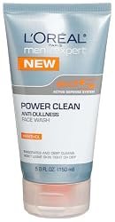 L'Oreal Men's Expert Power Clean Anti-Dullness Face Wash, Menthol, 5 oz (Pack of 3)