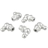 uxcell グリースニップル　M8x1　 90度角　18 x 16mm　金属　シルバートーン　5個入り