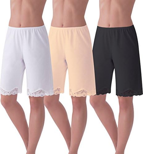 Under Moments Women's 20" Culottes Pettipants Half Slip Lace Trim (Combo Pack)