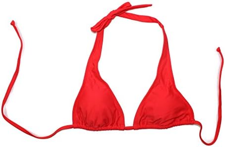 Arizona Women's Solid Colors String Bikini Swimsuit Top Separate (X-Small, Poppy Red)