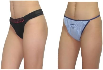 (Pack of 2)Ladies Stretch Panties G String Thong Medium Black & Blue
