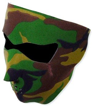 Zan Woodland Camouflage Neoprene Cold Weather Face Mask by Zan