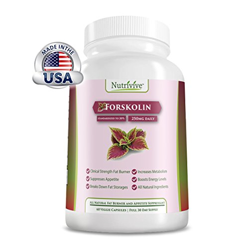 Nutrivive Coleus Forskholii Forskolin 250 -100% Guaranteed For Weight Loss - Metabolism Booster - Blasts Belly Fat - Recently Featured On TV - Fat Burner Weight Loss Supplements - Natural Weight Loss Supplement Compare With Colon Cleanse, Yacon Syrup, Garcinia Cambogia, Green Coffee Extract - From the Famous Nutrivive Weight Loss Products and Appetite Suppressants - 60 Capsules For A Full 30 Day Supply - Top Quality Original Formula - Made in the USA in a Certified GMP FDA Approved Facility Backed By Nutrivive's Famous Money Back Guarantee!
