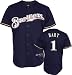 Corey Hart Jersey: Adult 2009 Majestic Alternate Navy Replica #1 Milwaukee Brewers Jersey - Large