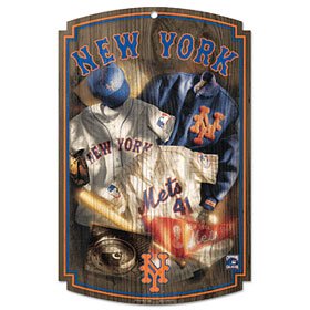 New York Mets Wood Sign w/ Throwback Jersey