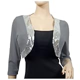 Plus size Sexy Gray Sequin Cropped Bolero Shrug