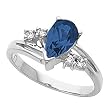 14K White Gold Chatham Created Sapphire and Diamond Ring