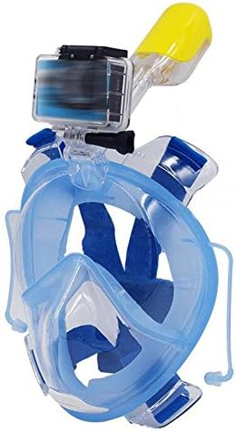 Fiven Seaview 180° Snorkel Mask with Earplugs for Adults and Youth. Full Face Free Breathing Design. Best Snorkeling Experience with Anti-fog and Anti-leak Technology (Blue, M)