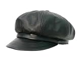 Daxx Genuine Leather Biker Cap - Black