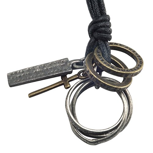 Trendy Mens Vintage Style Silver Cross Rings Pendant Chain Jewelry