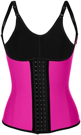 Ekouaer Latex Steel Boned Tummy Slimming Workout Waist Cincher (Vest) 3 hooks
