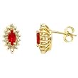 14K Yellow Gold Ruby and Diamond Earrings