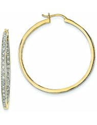 0.7 Carat 14K Gold Quality Completed Diamond In/Out Hoop Earrings