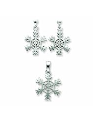 Sterling Silver Snowflake Earrings and Pendant Set