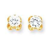 14k 6.5mm Cz Post Earrings
