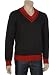 Kenneth Cole Reaction Cotton Gray & Red V-Neck Sweater Stripes Medium M